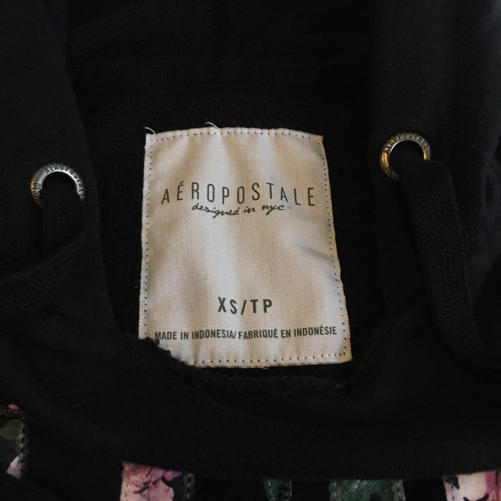 Aeropostale Black Hoodie with front pocket XS/TP - Picture 6 of 8